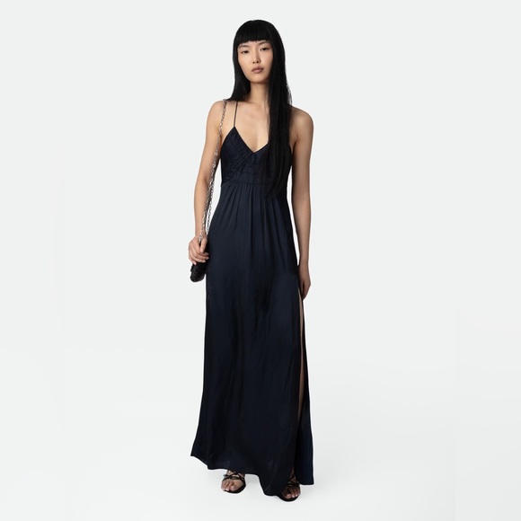 Zadig & Voltaire NWT Satin Rayon Dress size S color Encre (Deep Blue) - Picture 1 of 5